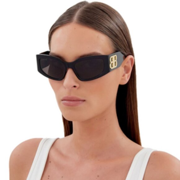 NEW BB0321S 008 BALENCIAGA DARK HAVANA WOMEN CAT EYE SUNGLASSES - Picture 3 of 4